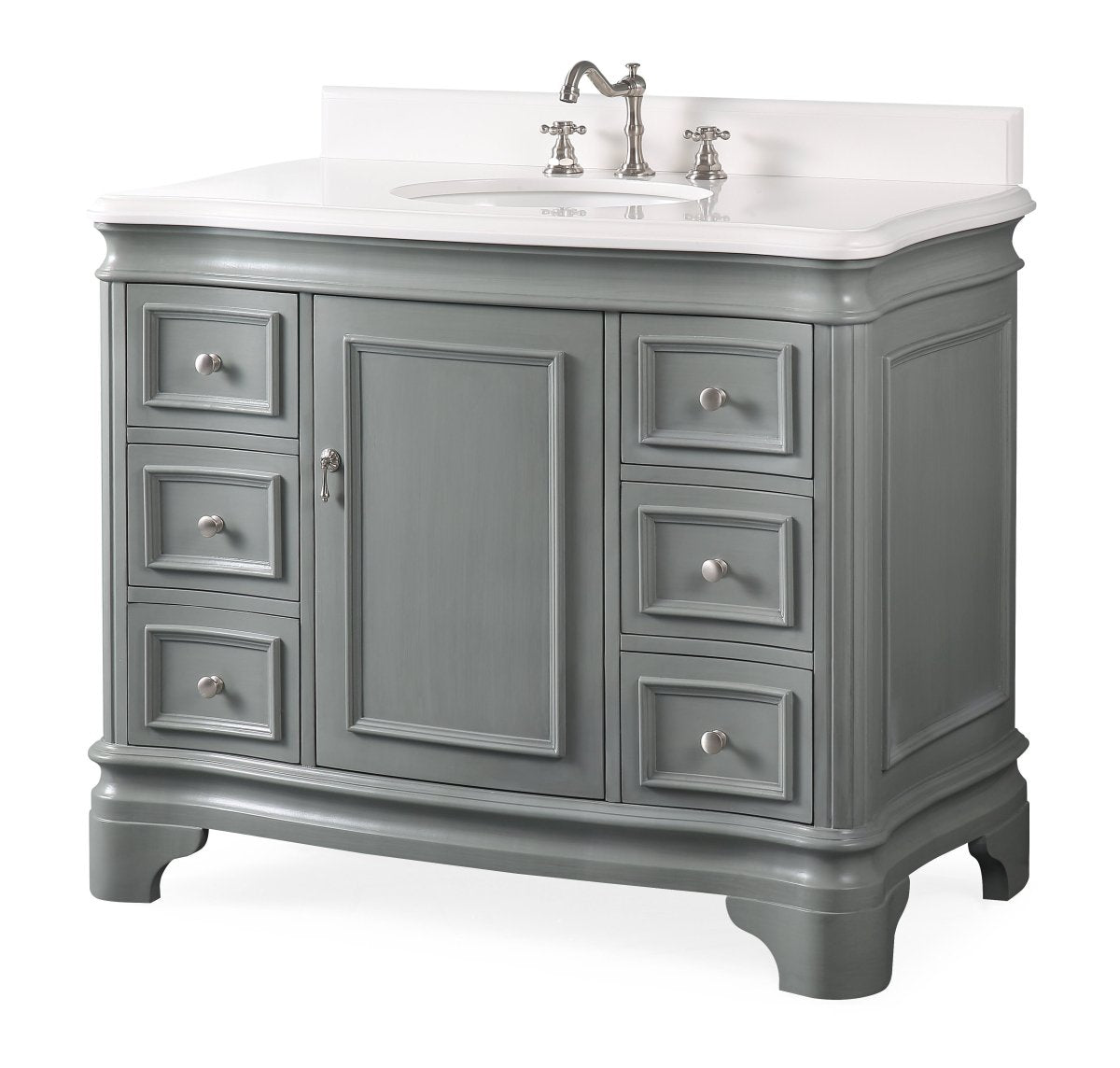 42" Benton Collection Modern Style Sesto Grey Bathroom Vanity - 1044CK-QT - Bentoncollections