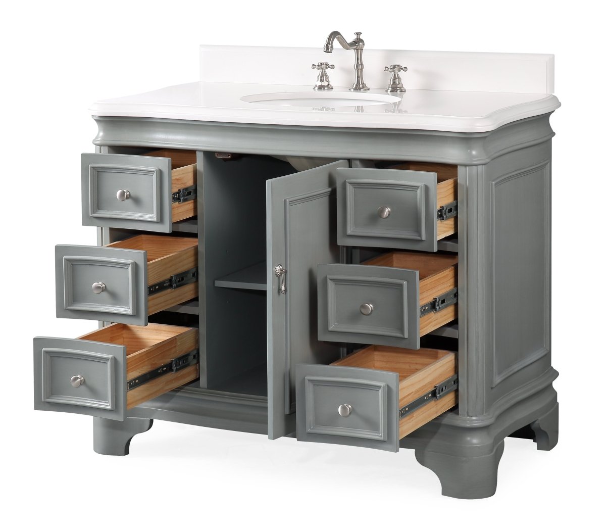 42" Benton Collection Modern Style Sesto Grey Bathroom Vanity - 1044CK-QT - Bentoncollections
