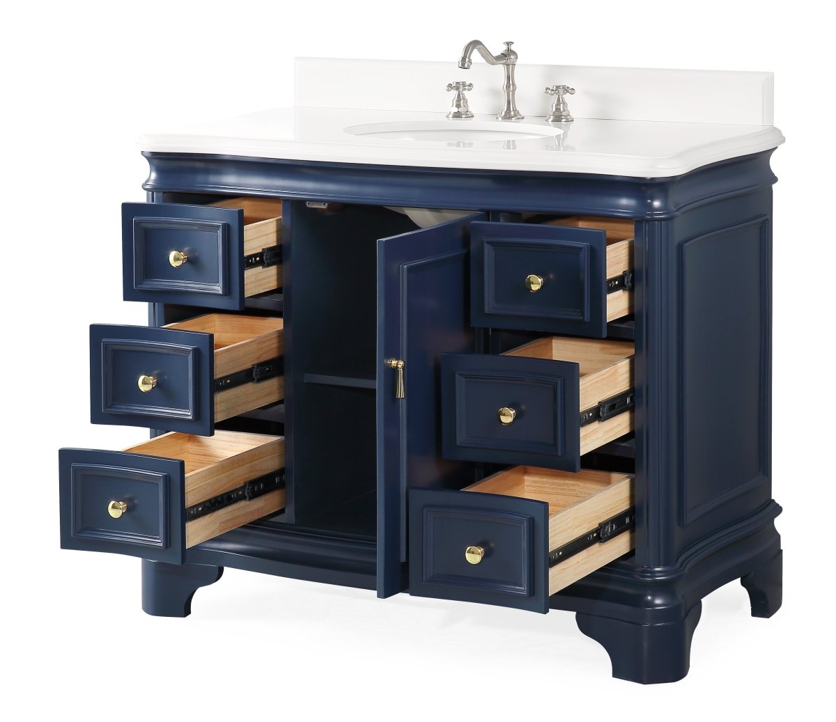 42" Benton Collection Sesto Navy Blue Bathroom Vanity - 1044NB-QT - Bentoncollections