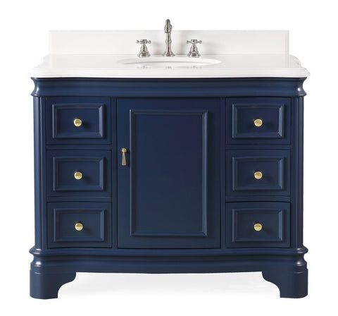 42" Benton Collection Sesto Navy Blue Bathroom Vanity - 1044NB-QT - Bentoncollections