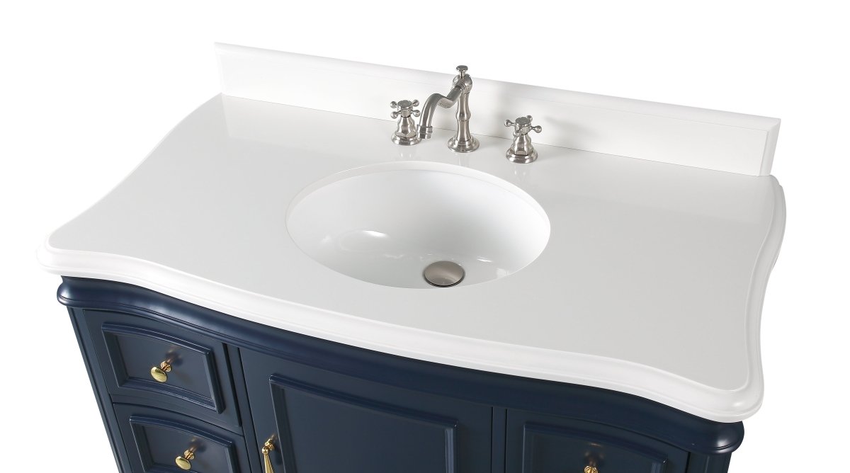 42" Benton Collection Sesto Navy Blue Bathroom Vanity - 1044NB-QT - Bentoncollections