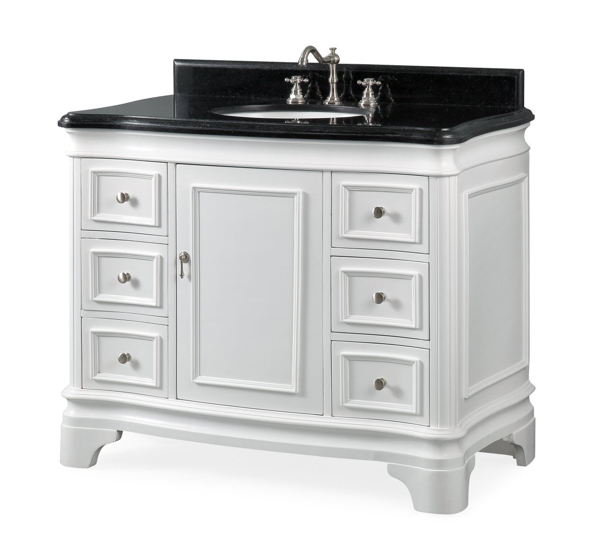 42" Benton Collection Sesto White Bathroom Vanity - Q1044W-GT - Bentoncollections