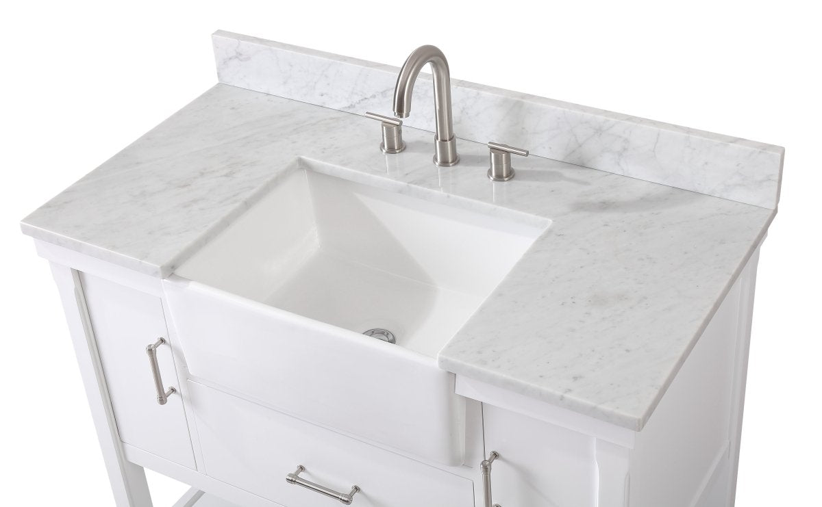 42-Inches Kendia Farmhouse Sink Bathroom Vanity - GD-7042-WT42-RA - Bentoncollections