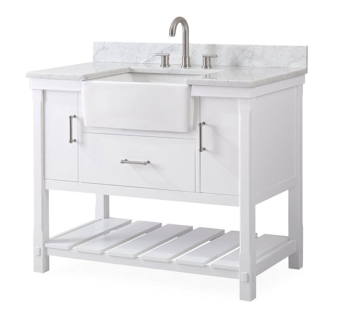 42-Inches Kendia Farmhouse Sink Bathroom Vanity - GD-7042-WT42-RA - Bentoncollections