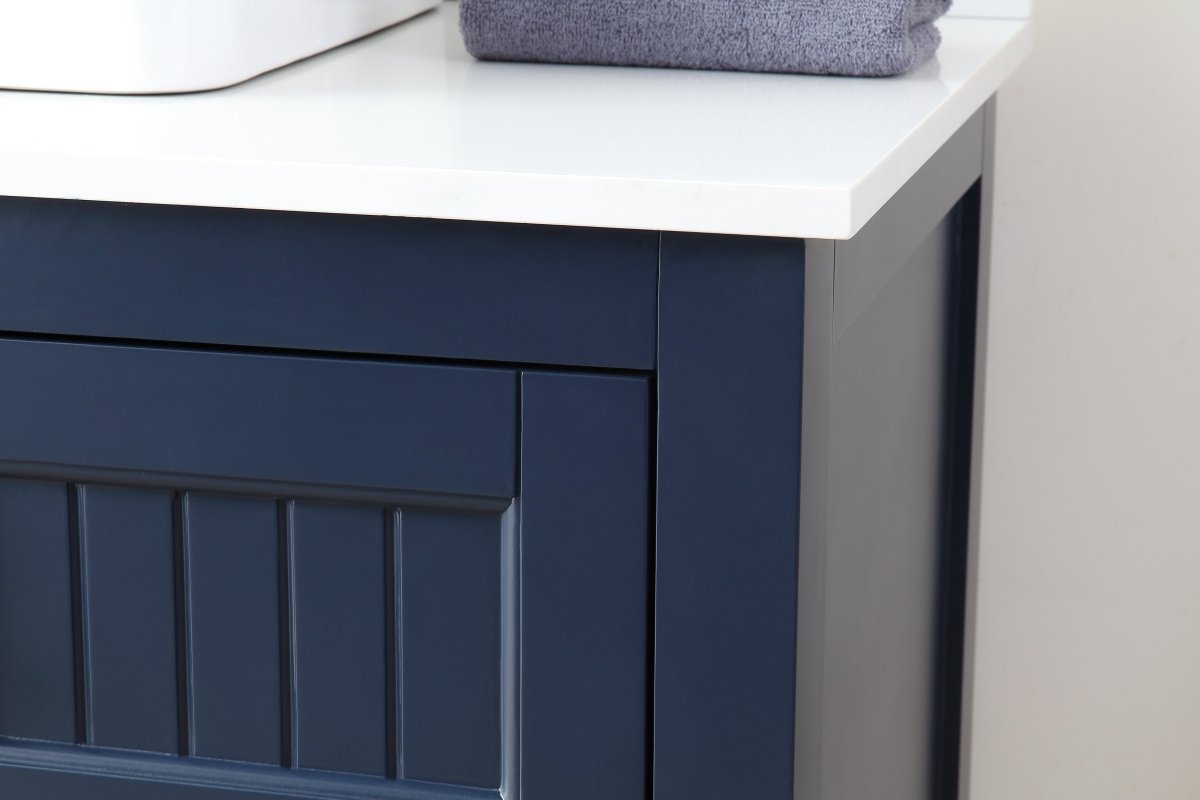 42" Navy Blue Triadsville Cottage-Style Vessel Sink Bathroom Vanity With White Granite Top ZK-77333NB - Bentoncollections