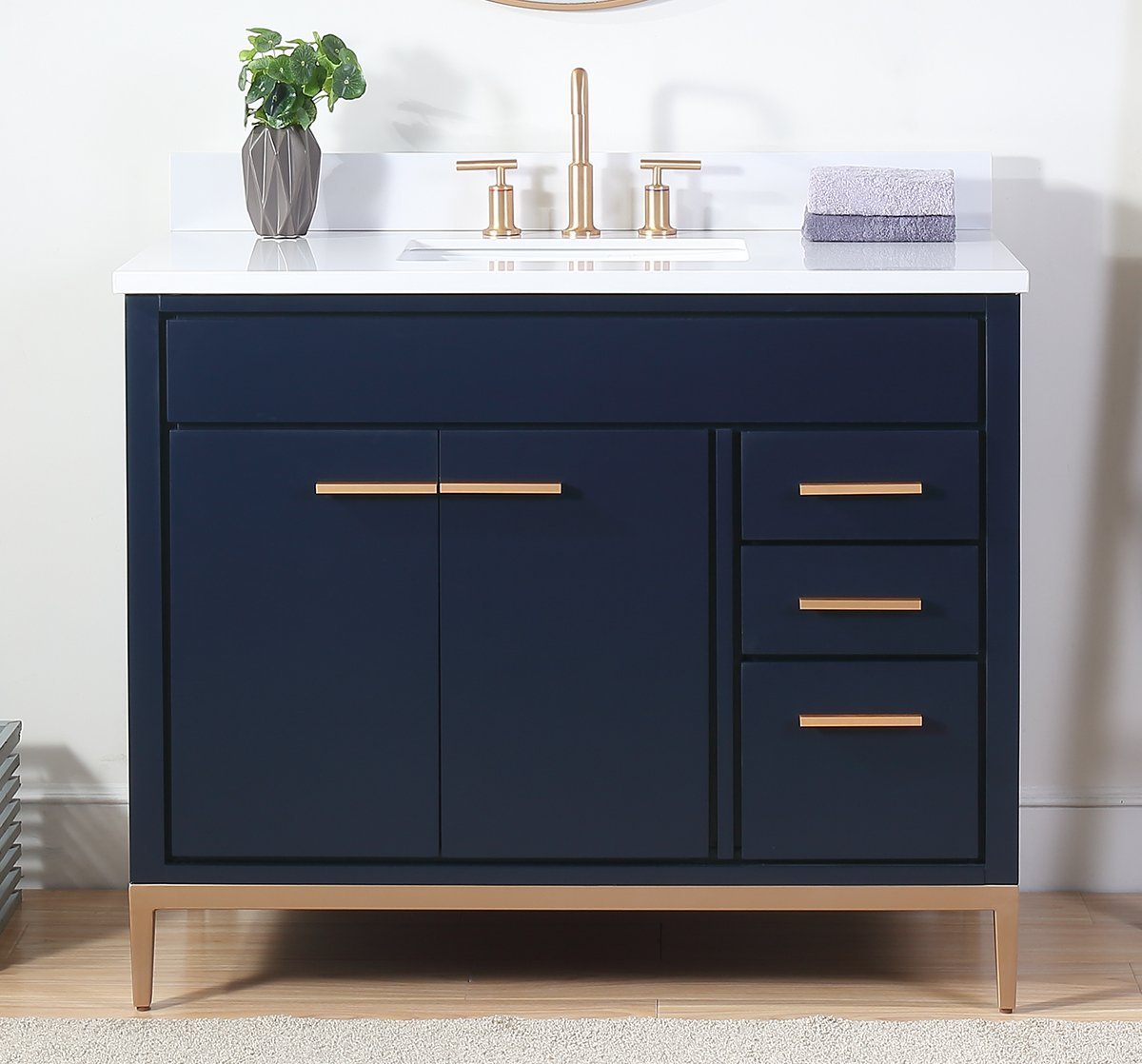42" Tennant Brand Beatrice Navy Blue Modern Bathroom Sink Vanity TB-9444NB-V42 - Bentoncollections