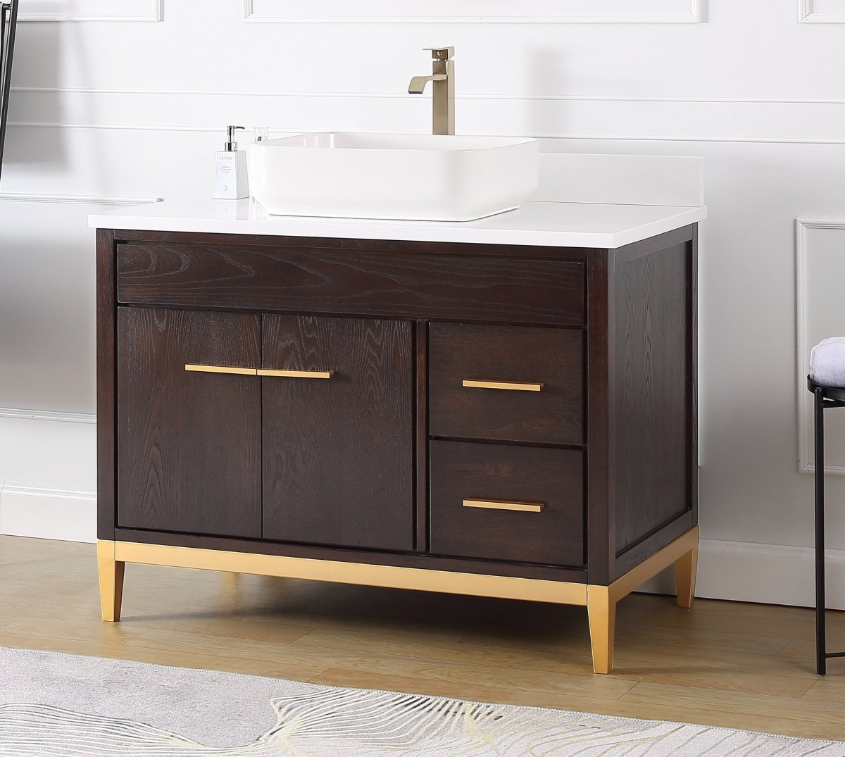 42" Tennant Brand Modern Style Beatrice Vessel Sink Bathroom Vanity - TB-9942DK-42QT - Bentoncollections