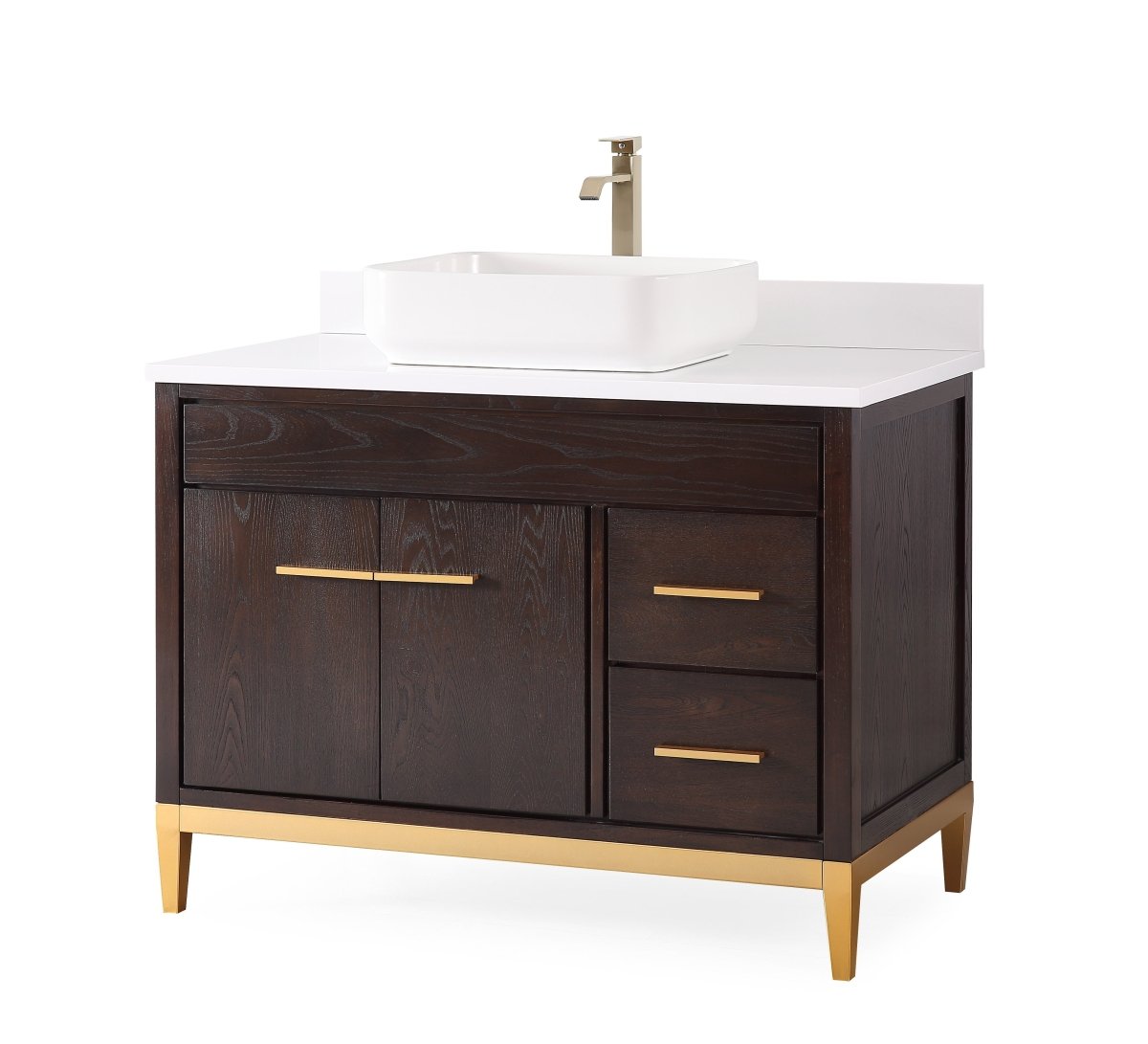 42" Tennant Brand Modern Style Beatrice Vessel Sink Bathroom Vanity - TB-9942DK-42QT - Bentoncollections