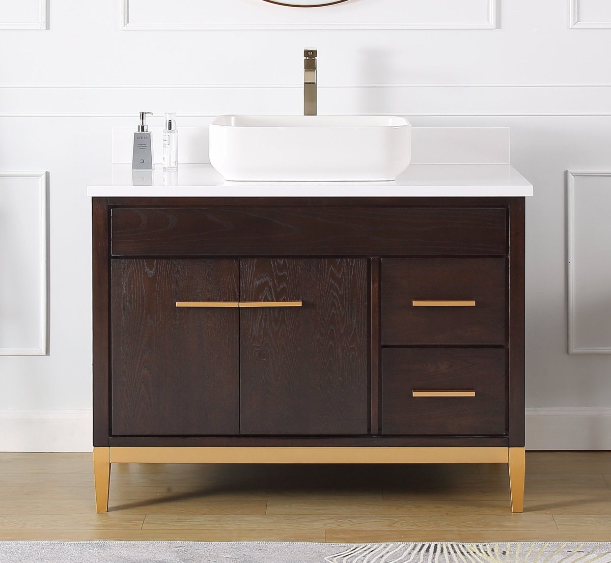 42" Tennant Brand Modern Style Beatrice Vessel Sink Bathroom Vanity - TB-9942DK-42QT - Bentoncollections