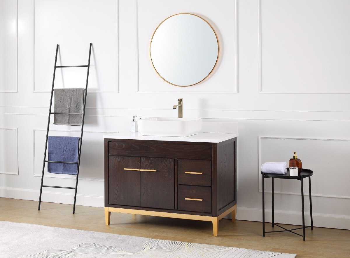 42" Tennant Brand Modern Style Beatrice Vessel Sink Bathroom Vanity - TB-9942DK-42QT - Bentoncollections