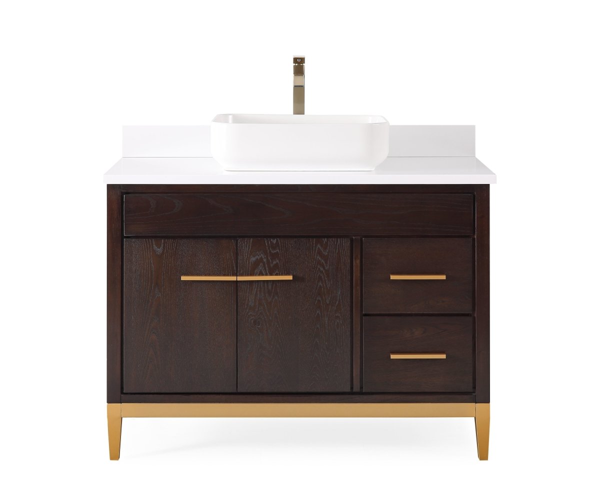 42" Tennant Brand Modern Style Beatrice Vessel Sink Bathroom Vanity - TB-9942DK-42QT - Bentoncollections