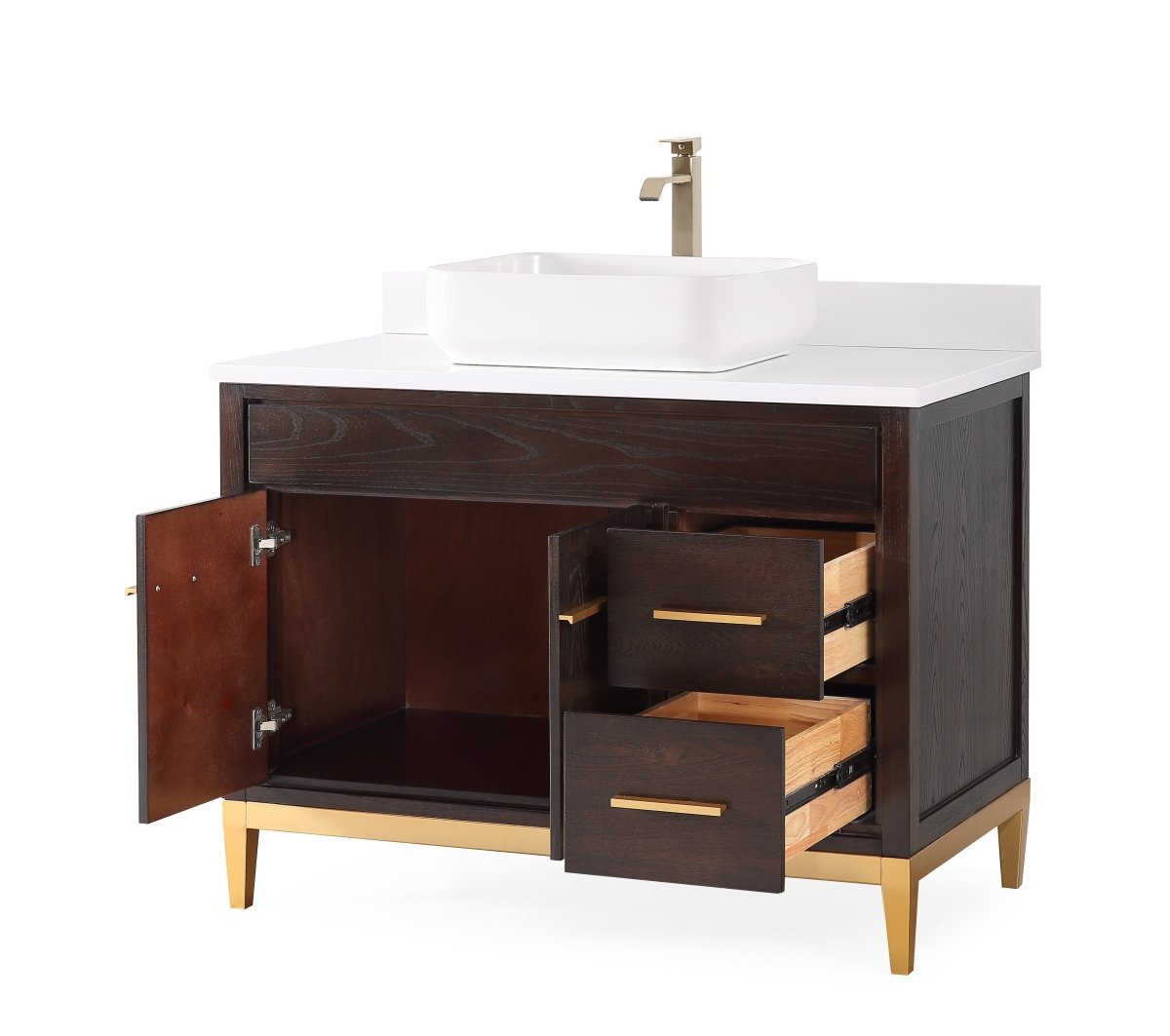 42" Tennant Brand Modern Style Beatrice Vessel Sink Bathroom Vanity - TB-9942DK-42QT - Bentoncollections