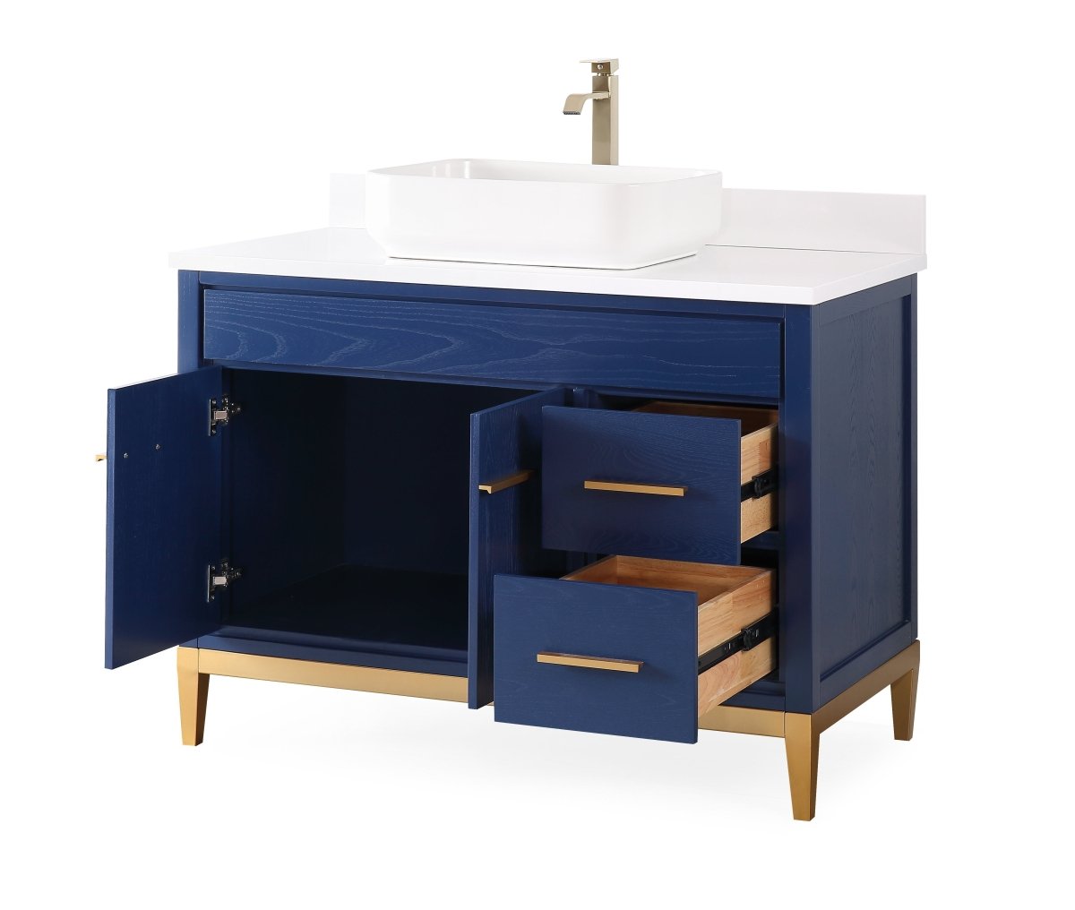 42" Tennant Brand Modern Style Blue Beatrice Vessel Sink Bathroom Vanity - TB-9942VB-42QT - Bentoncollections