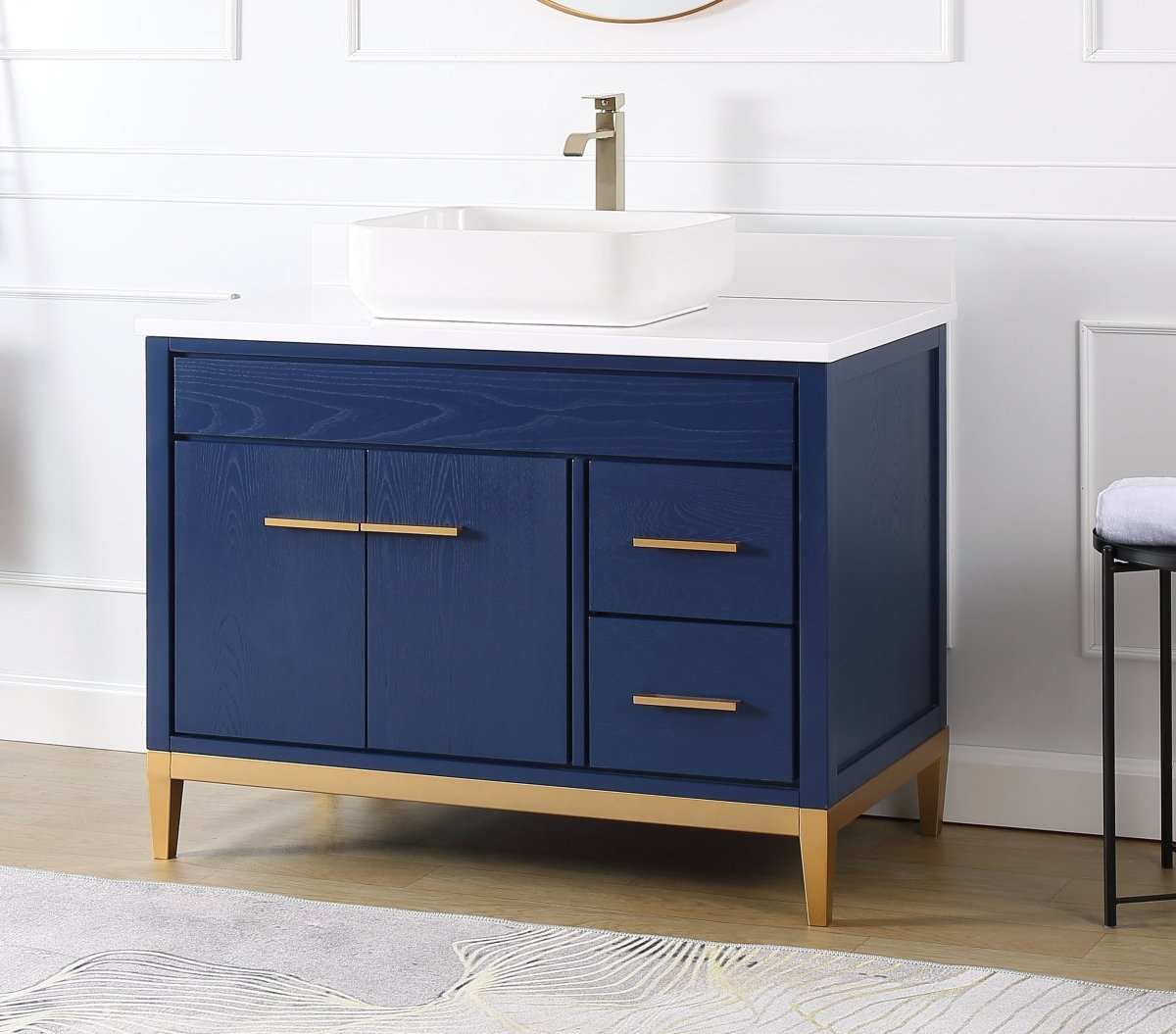 42" Tennant Brand Modern Style Blue Beatrice Vessel Sink Bathroom Vanity - TB-9942VB-42QT - Bentoncollections