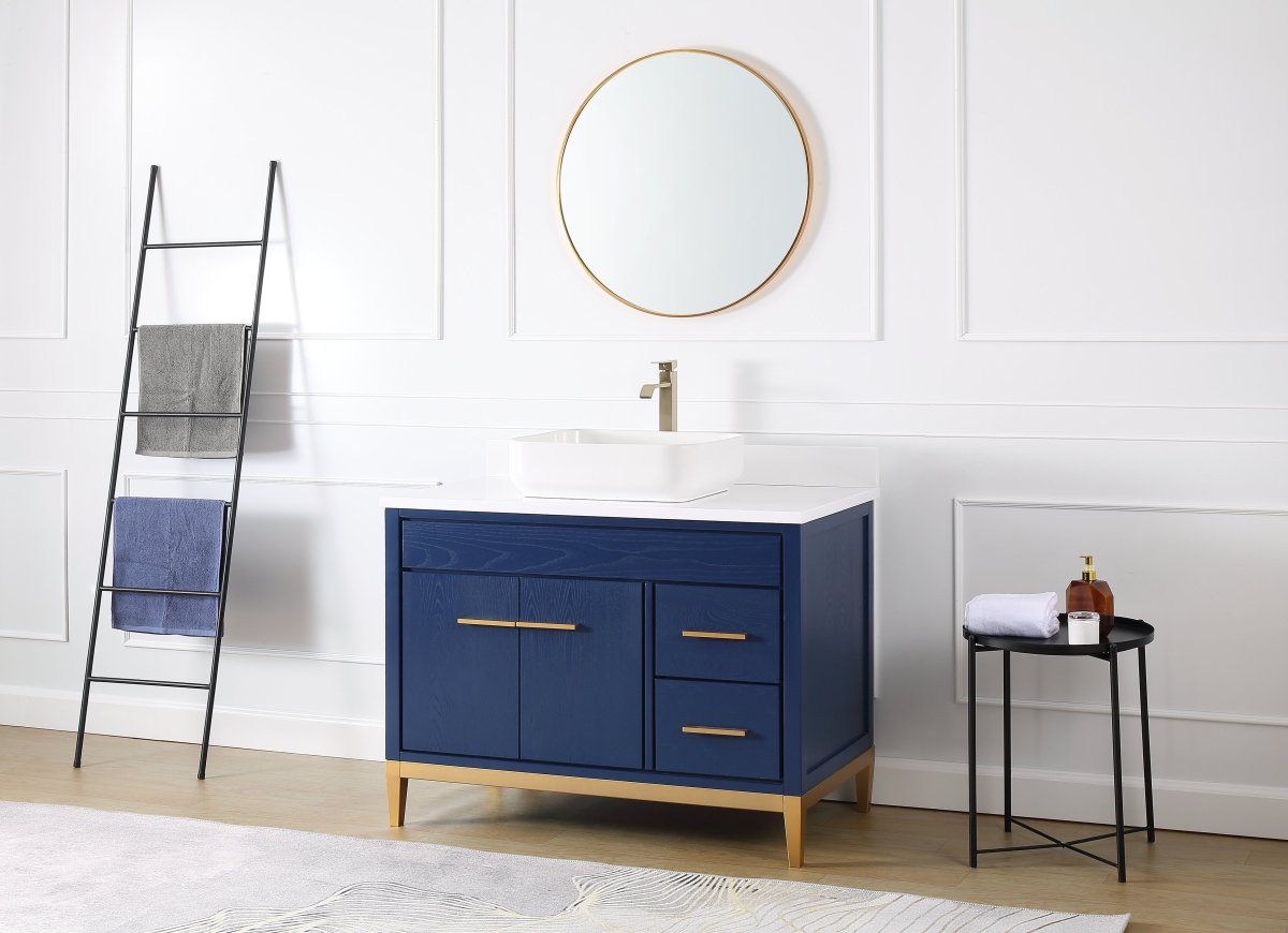 42" Tennant Brand Modern Style Blue Beatrice Vessel Sink Bathroom Vanity - TB-9942VB-42QT - Bentoncollections