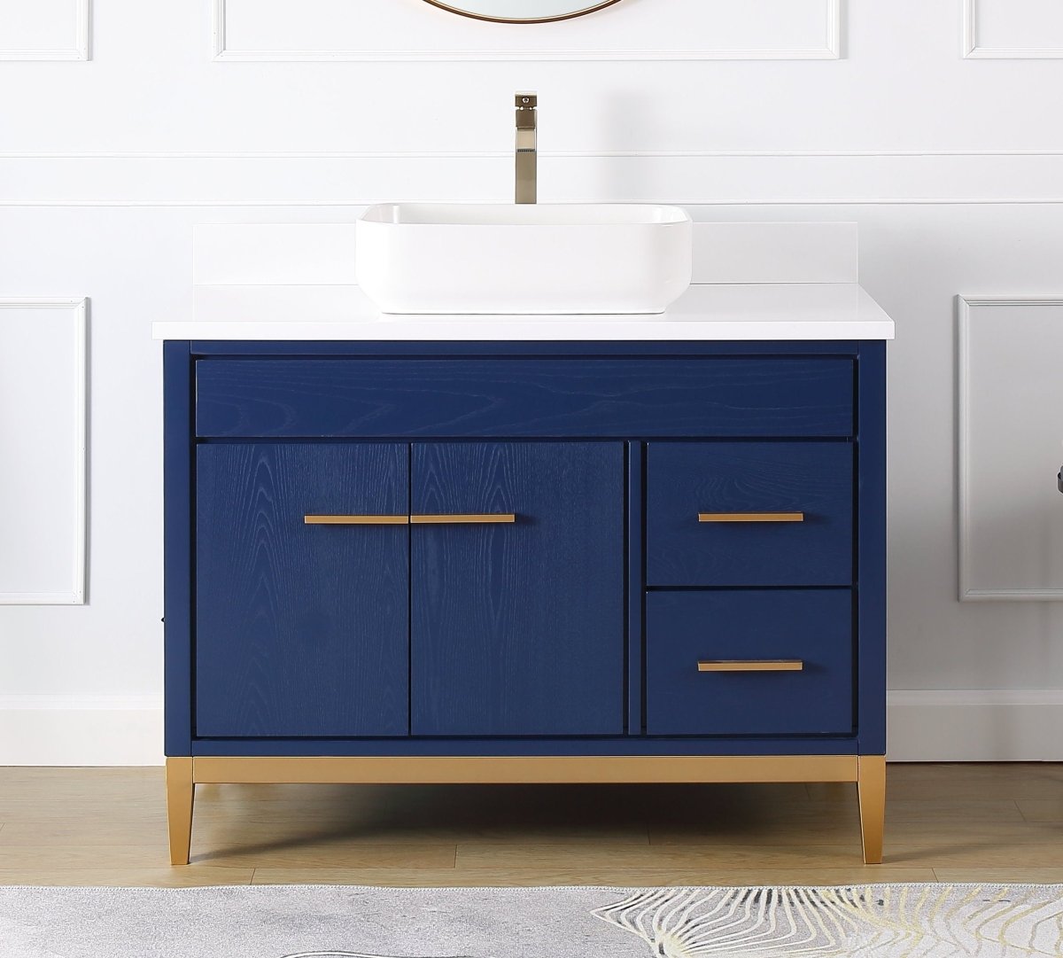 42" Tennant Brand Modern Style Blue Beatrice Vessel Sink Bathroom Vanity - TB-9942VB-42QT - Bentoncollections