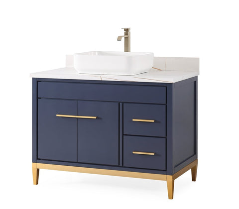 42" Tennant Brand Modern Style Navy Blue Beatrice Vessel Sink Bathroom Vanity - TB-9942NB-42NU - Bentoncollections