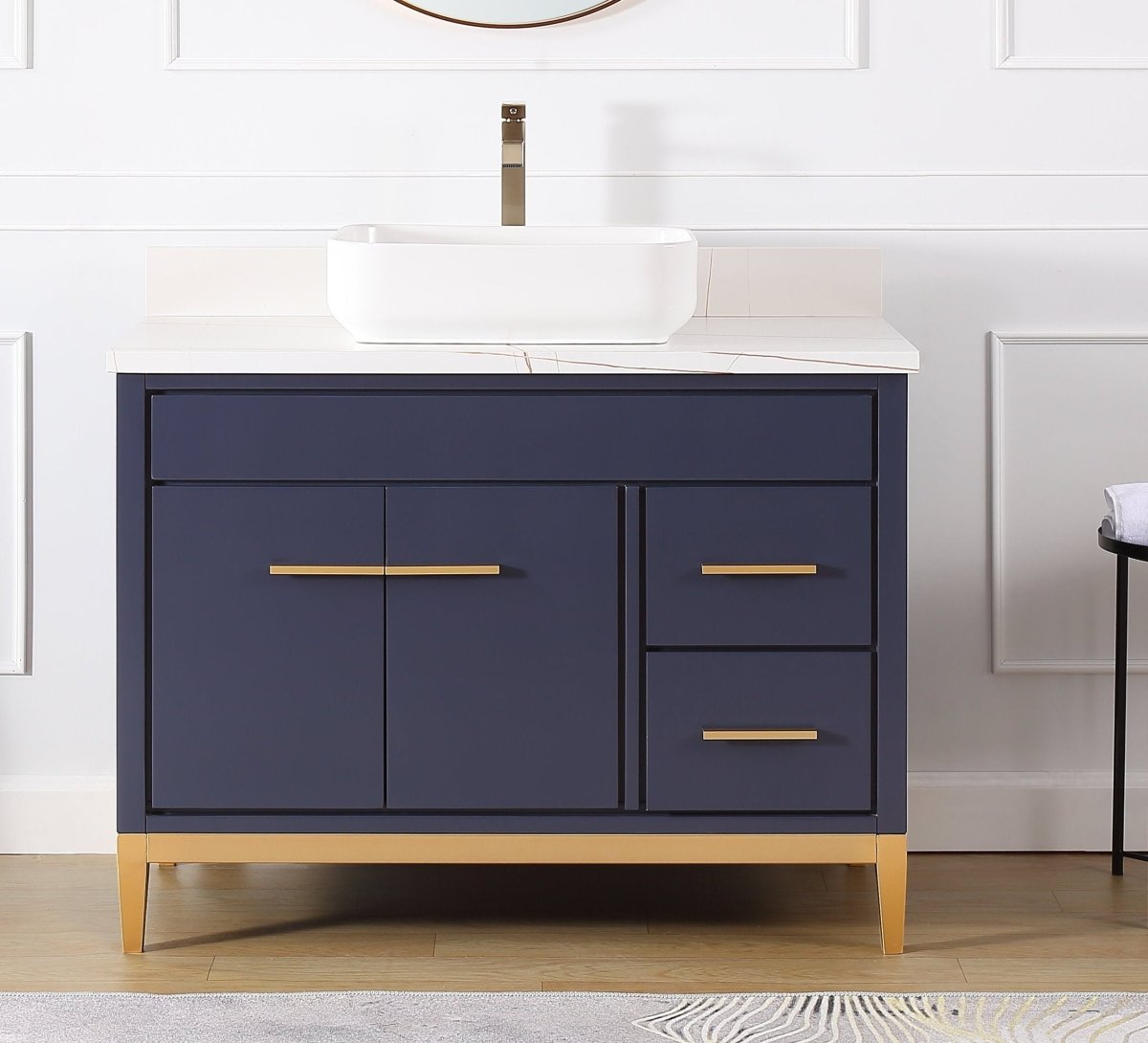 42" Tennant Brand Modern Style Navy Blue Beatrice Vessel Sink Bathroom Vanity - TB-9942NB-42NU - Bentoncollections