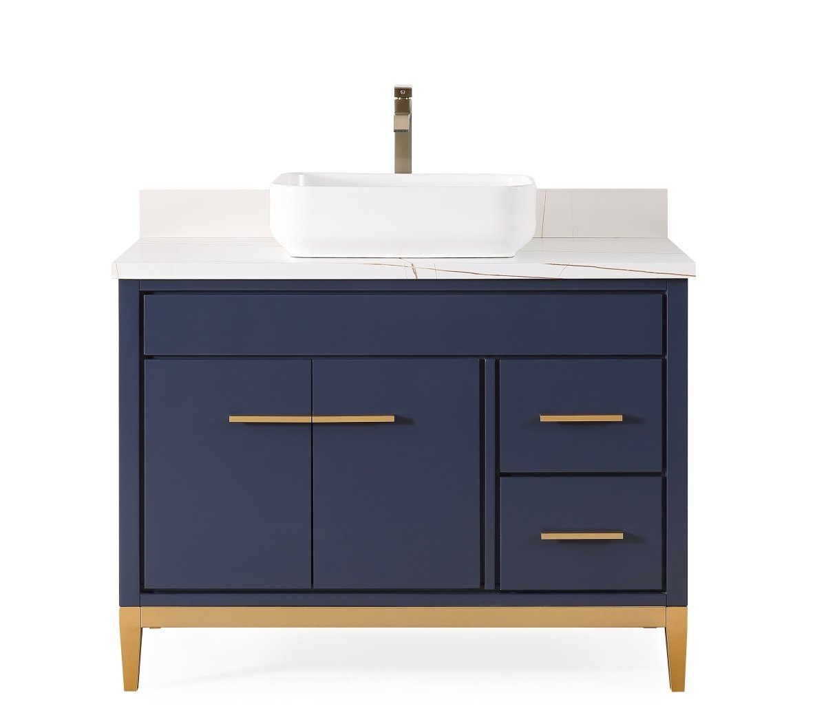 42" Tennant Brand Modern Style Navy Blue Beatrice Vessel Sink Bathroom Vanity - TB-9942NB-42NU - Bentoncollections