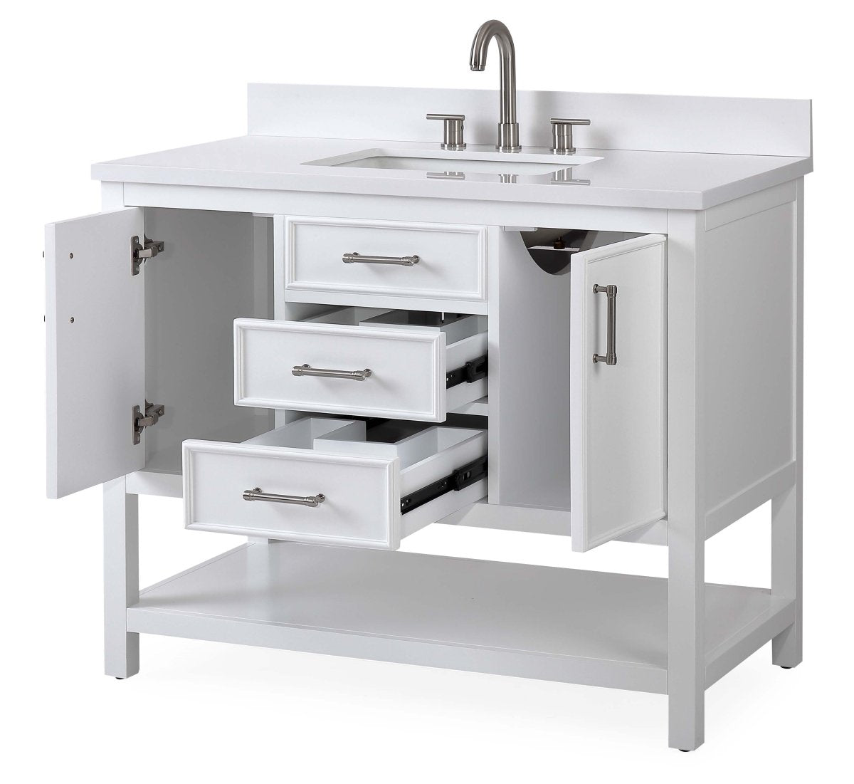 42" Tennant Brand White Single Sink Bathroom Vanity - Felton SKU # 7220-W42 - Bentoncollections