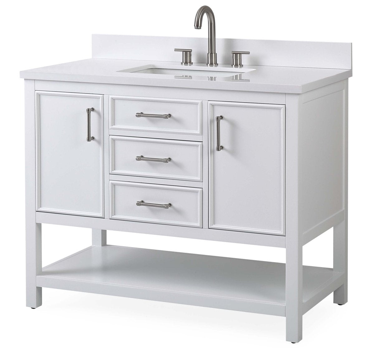 42" Tennant Brand White Single Sink Bathroom Vanity - Felton SKU # 7220-W42 - Bentoncollections