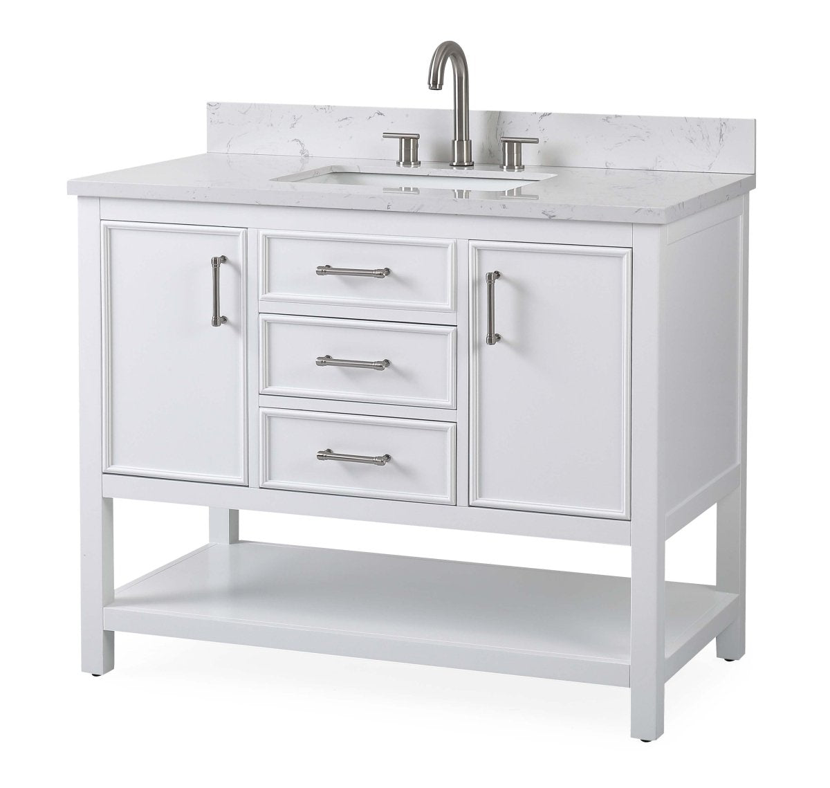 42" Tennant Brand White Single Sink Bathroom Vanity - Felton SKU # 7220-W42 - Bentoncollections