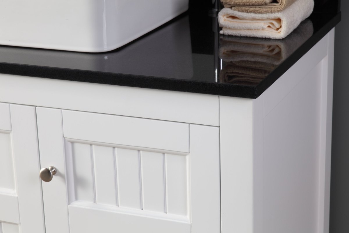 42" White Triadsville Cottage-Style Vessel Sink Bathroom Vanity With Black Granite Top ZK-77888GT - Bentoncollections