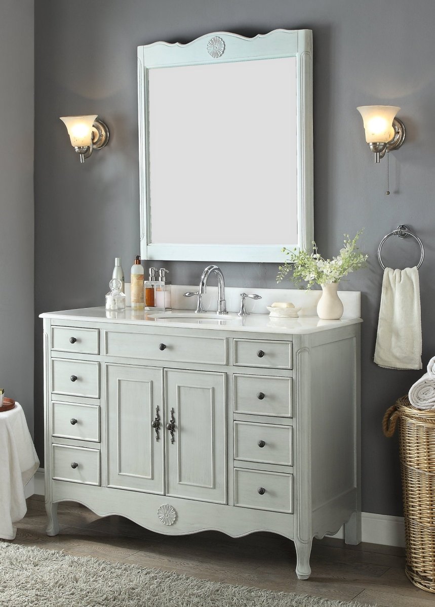 46.5" Benton Collection Distressed Grey Fayetteville Bathroom Sink Vanity HF-8535CK - Bentoncollections