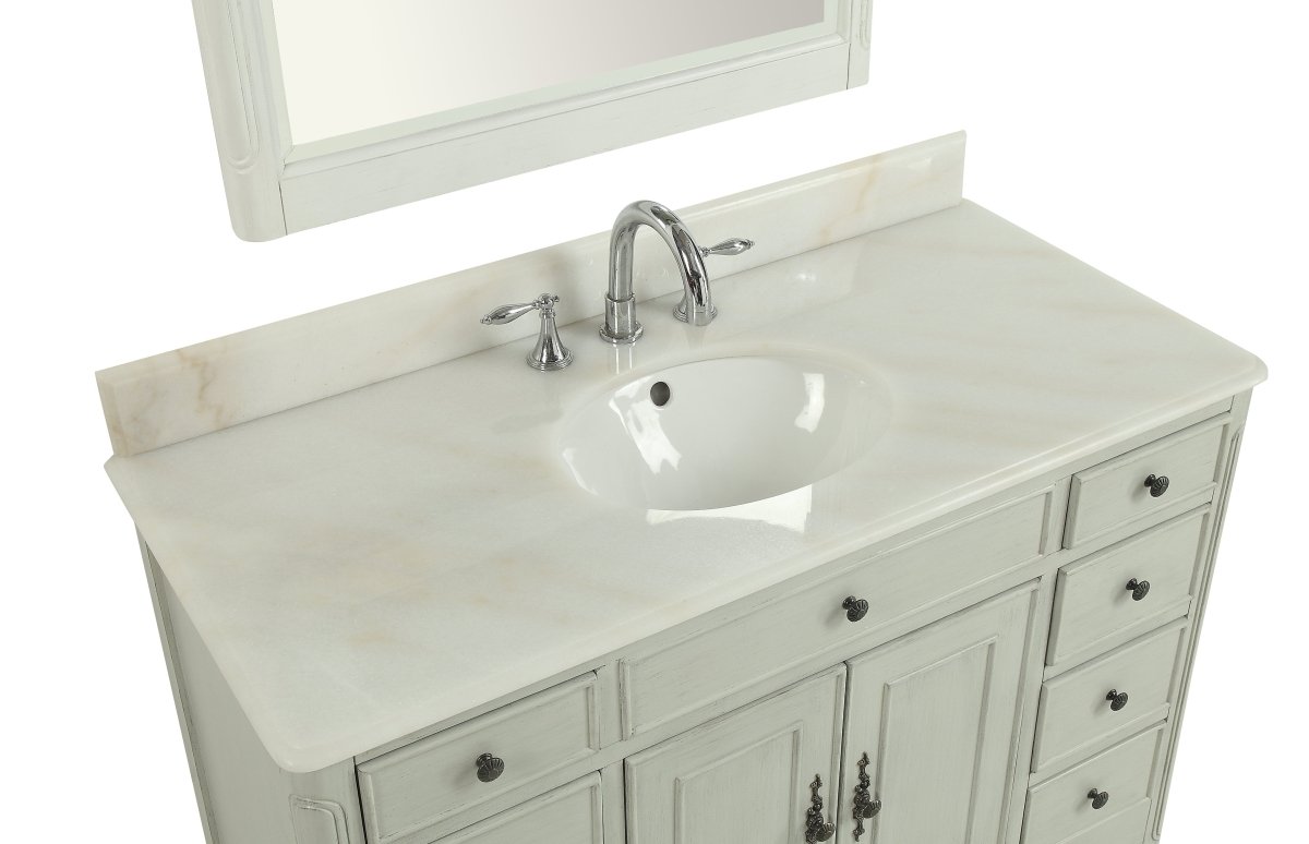 46.5" Benton Collection Distressed Grey Fayetteville Bathroom Sink Vanity HF-8535CK - Bentoncollections