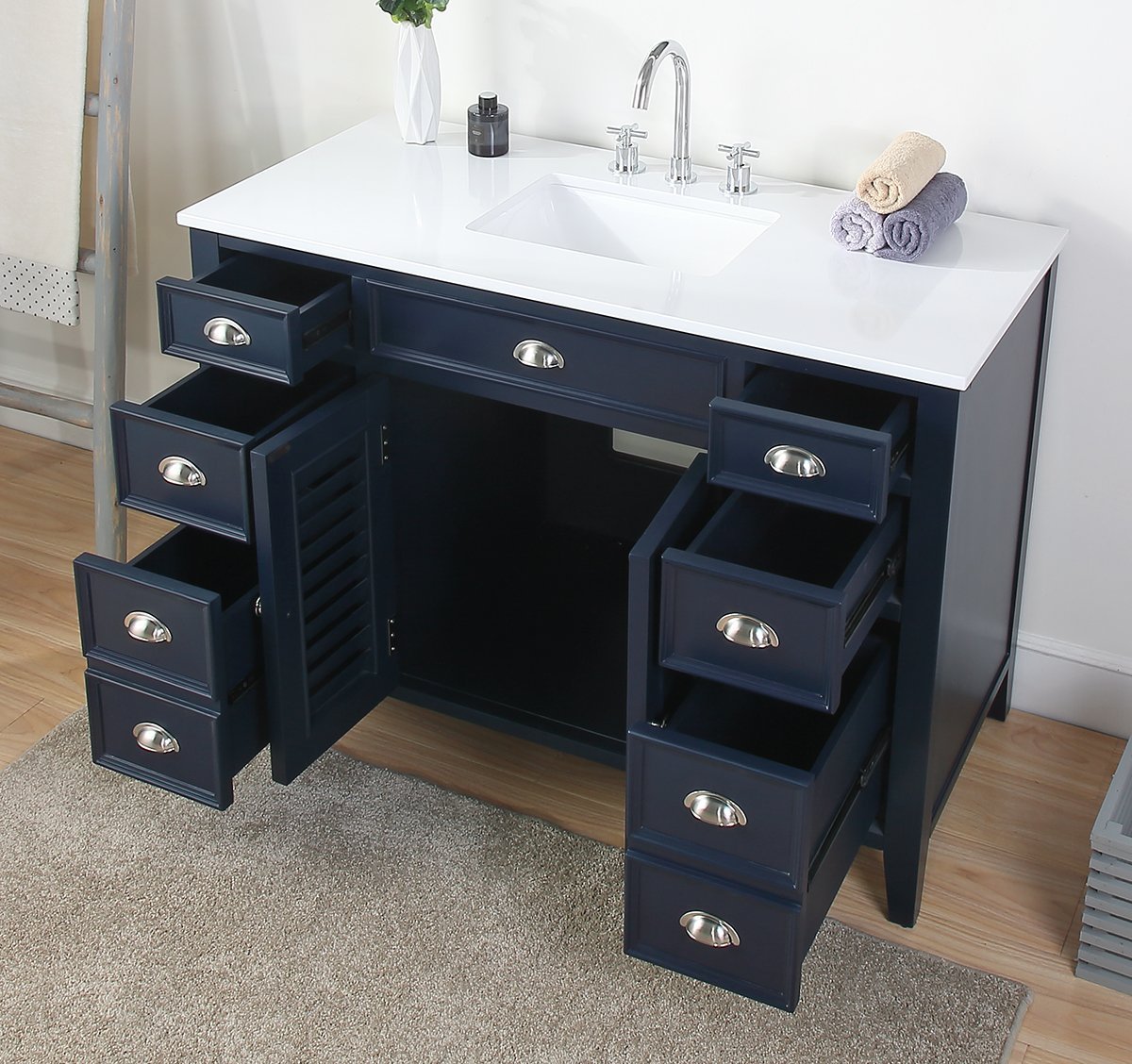 46.5" Benton Collection Navy Blue Zapate Bathroom Sink Vanity NB-4485 - Bentoncollections
