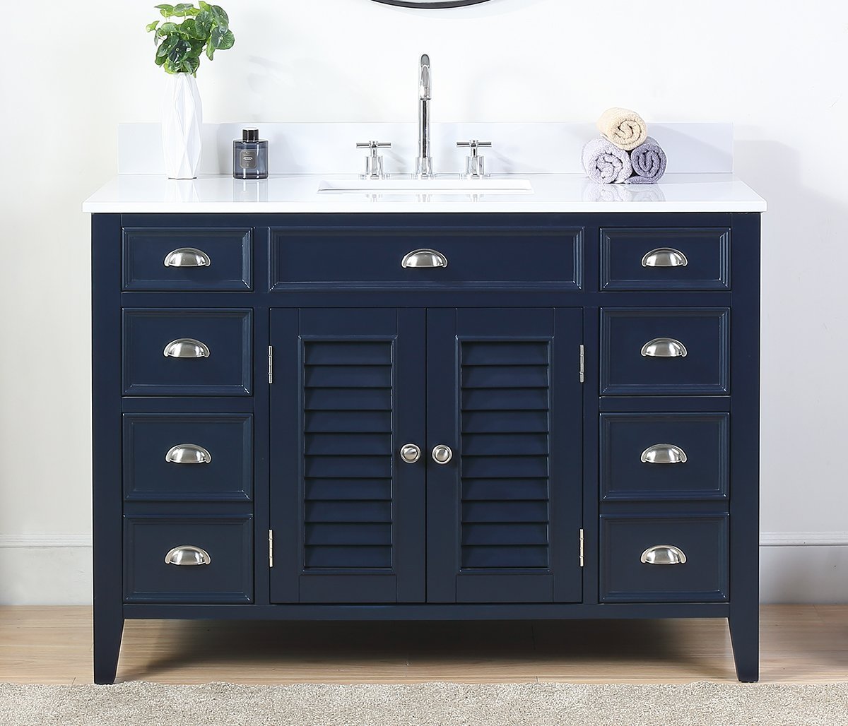 46.5" Benton Collection Navy Blue Zapate Bathroom Sink Vanity NB-4485 - Bentoncollections