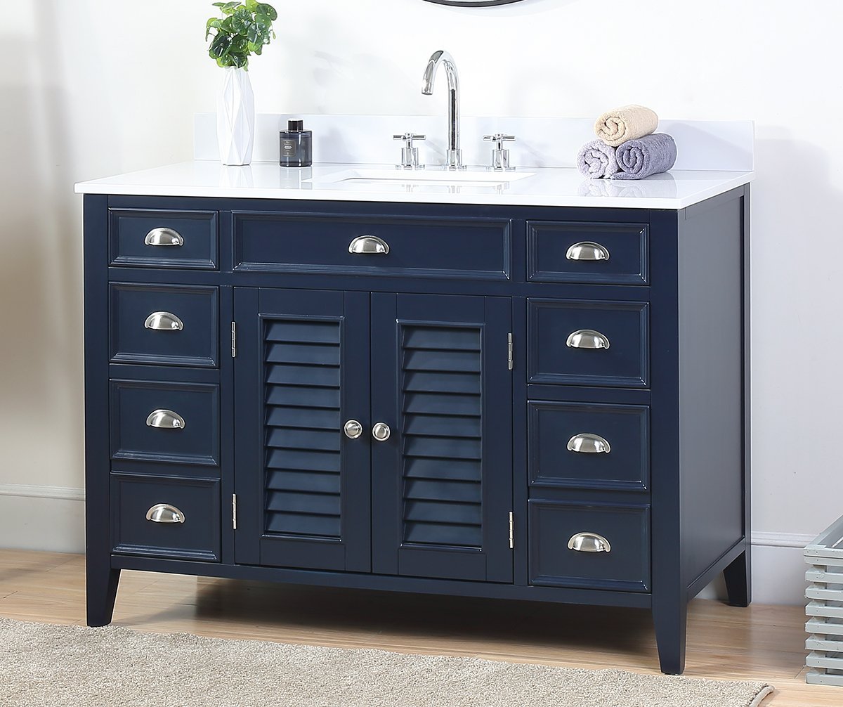 46.5" Benton Collection Navy Blue Zapate Bathroom Sink Vanity NB-4485 - Bentoncollections