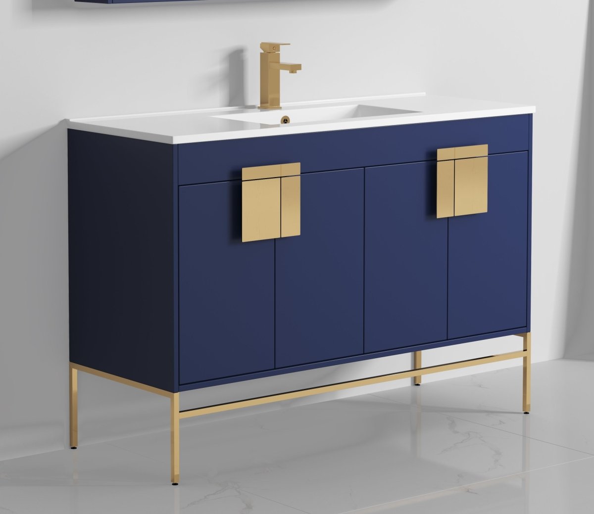 47" Tennant Brand Kuro Minimalistic Navy Blue Single Sink Bathroom Vanity - CL-108NB-50SK - Bentoncollections
