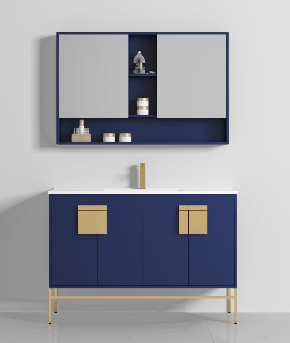 47" Tennant Brand Kuro Minimalistic Navy Blue Single Sink Bathroom Vanity - CL-108NB-50SK - Bentoncollections