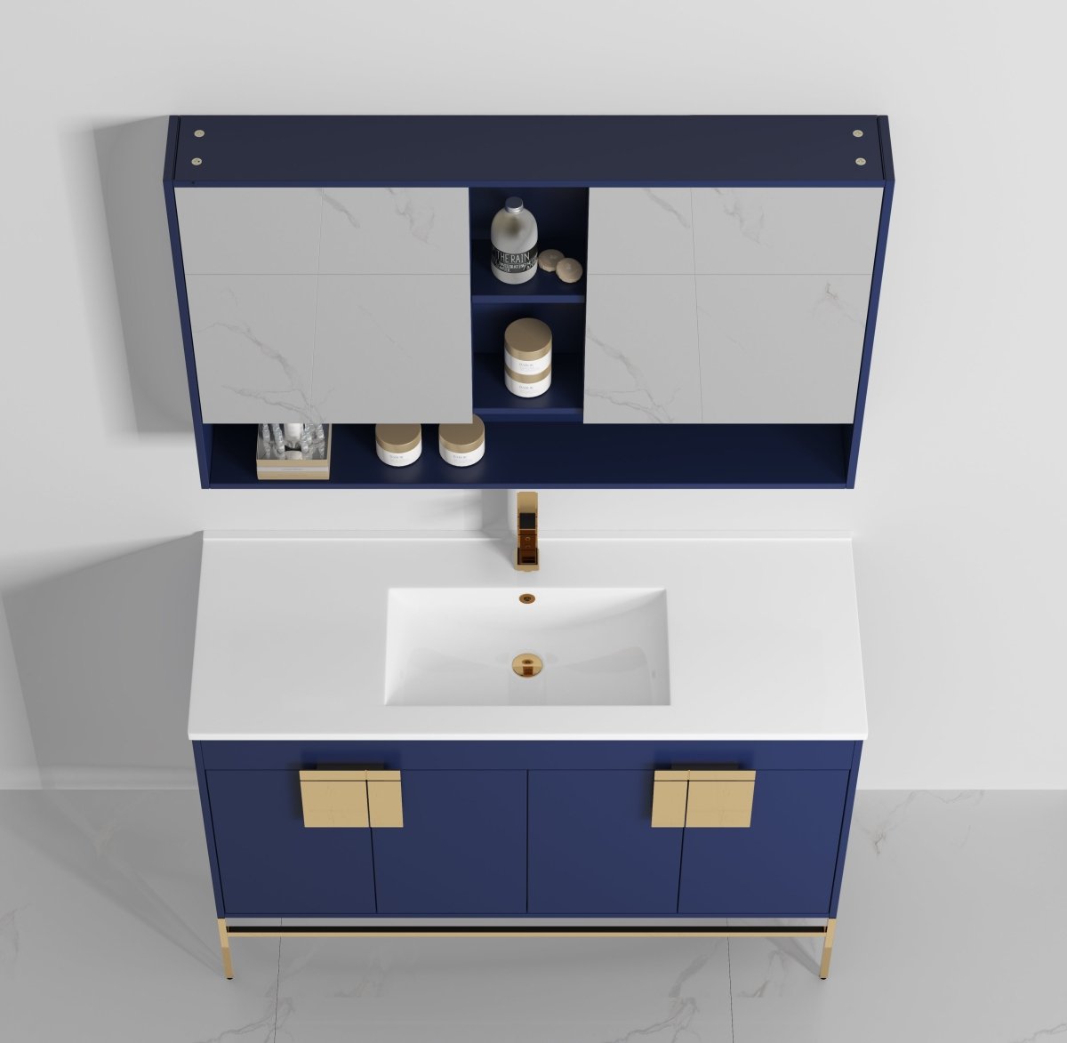 47" Tennant Brand Kuro Minimalistic Navy Blue Single Sink Bathroom Vanity - CL-108NB-50SK - Bentoncollections