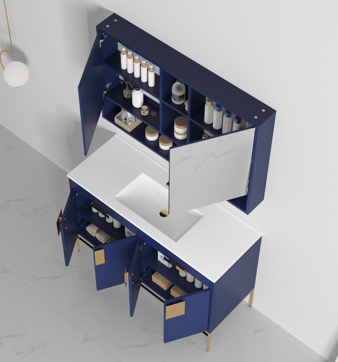 47" Tennant Brand Kuro Minimalistic Navy Blue Single Sink Bathroom Vanity - CL-108NB-50SK - Bentoncollections