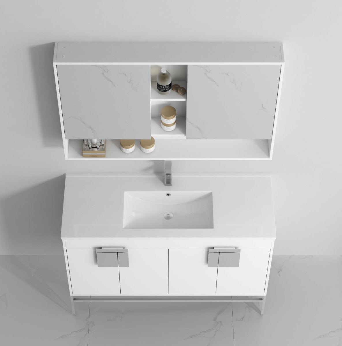 47" Tennant Brand Kuro Minimalistic White Single Sink Bathroom Vanity CL-101WH-50SK - Bentoncollections