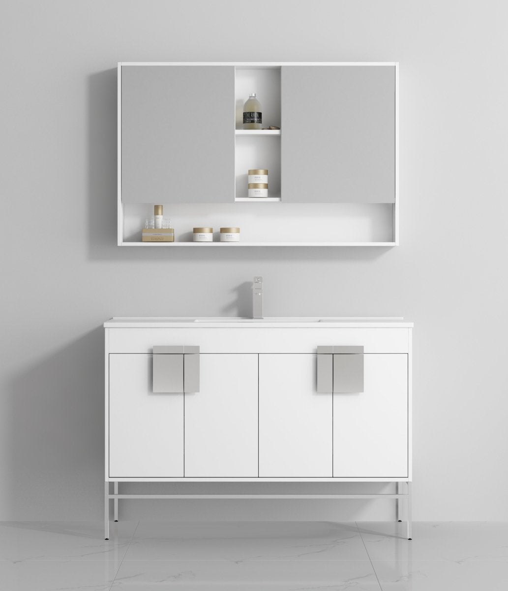 47" Tennant Brand Kuro Minimalistic White Single Sink Bathroom Vanity CL-101WH-50SK - Bentoncollections
