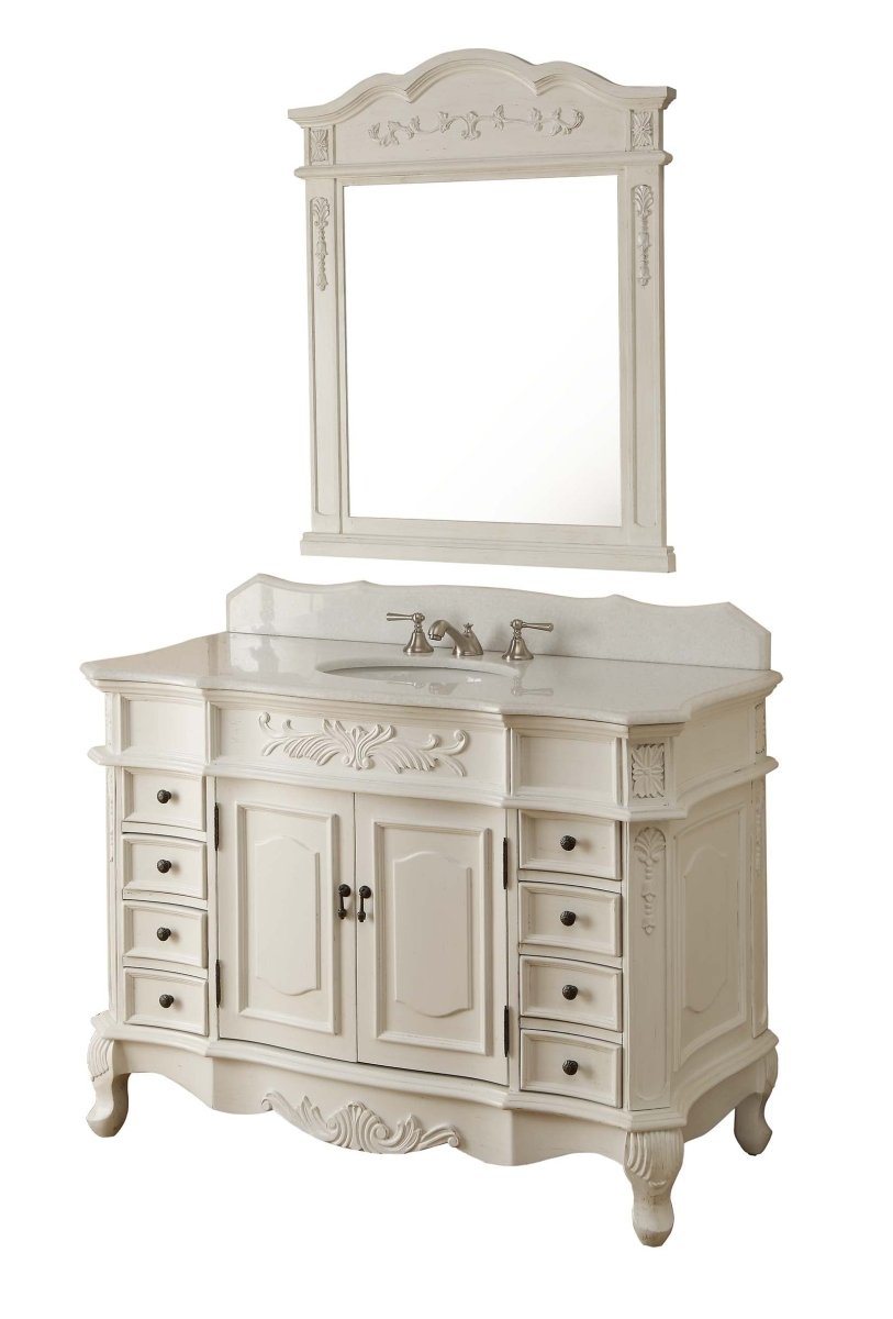 48" Antique white Morton Bathroom Sink Vanity - HF-2815W-AW-48 - Bentoncollections