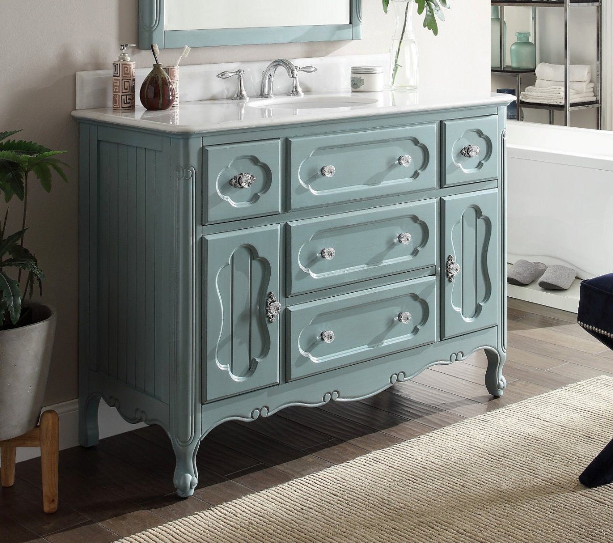 48” Knoxville Bathroom Sink Vanity - Benton Collection Model GD-1522BU-48BS - Bentoncollections