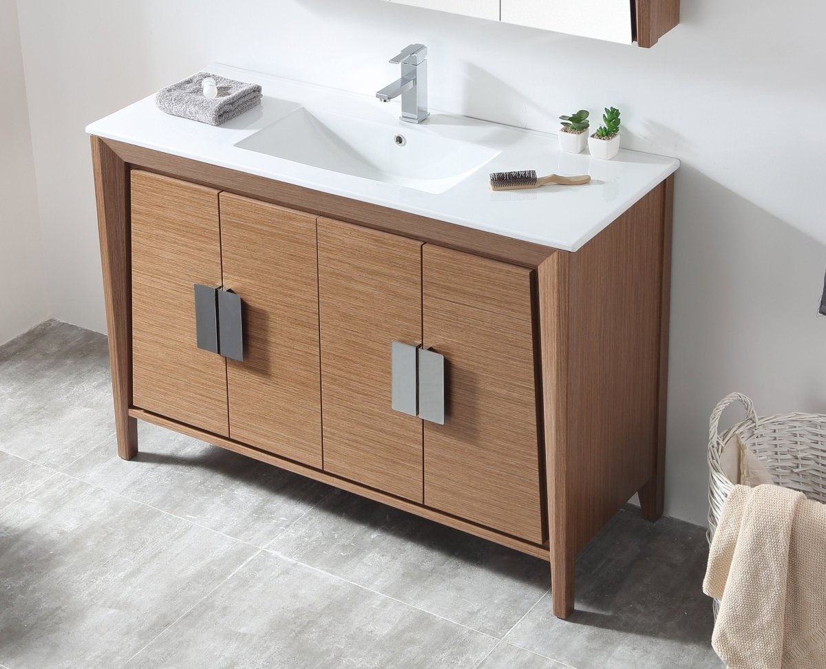48" Larvotto Light Wheat Color Modern Bathroom Sink Vanity CL-22WV47-ZI - Bentoncollections