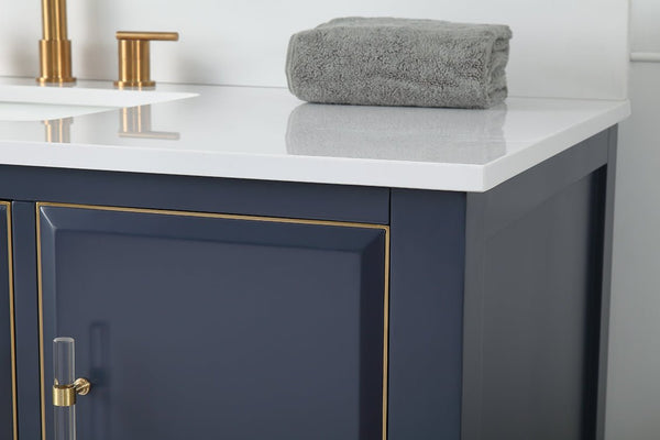 48" Tennant Brand Bertone Navy Blue Modern Bathroom Sink Vanity Q169NB-48QT - Bentoncollections