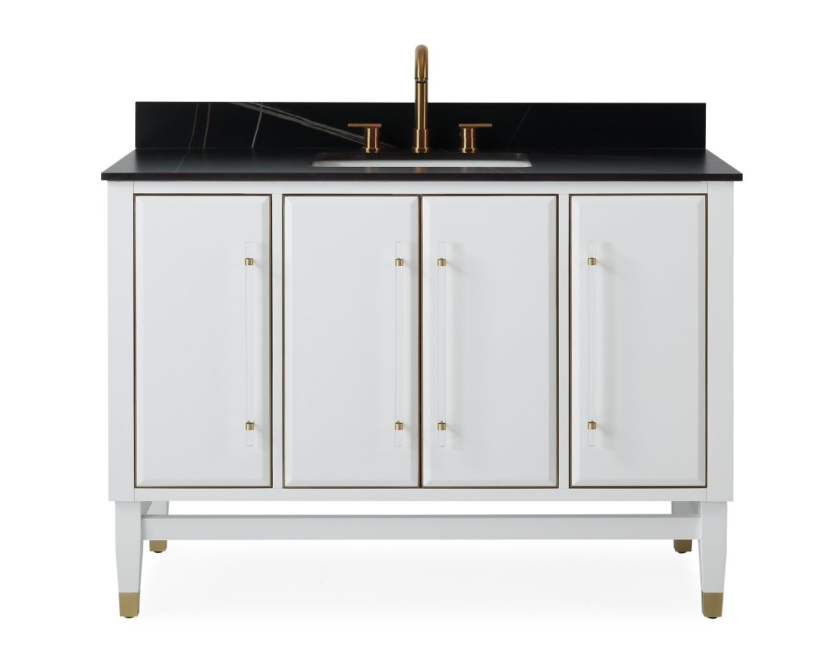 48" Tennant Brand Bertone White Modern Bathroom Sink Vanity Q164WT-48GT - Bentoncollections