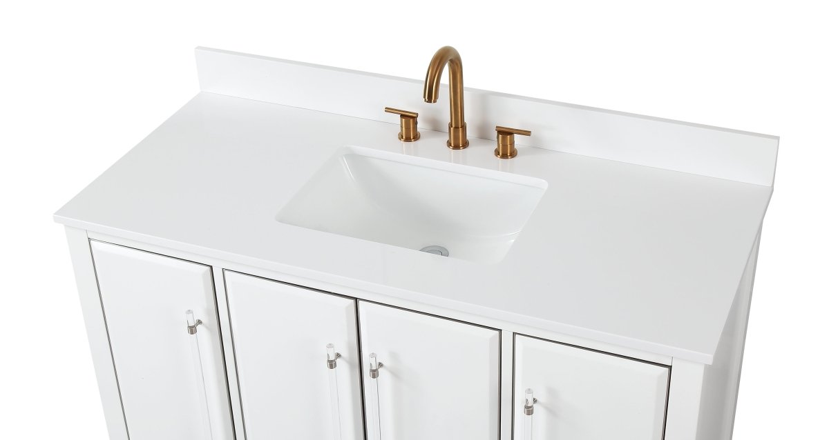 48" Tennant Brand Bertone White Modern Bathroom Sink Vanity Q164WT-48QT - Bentoncollections