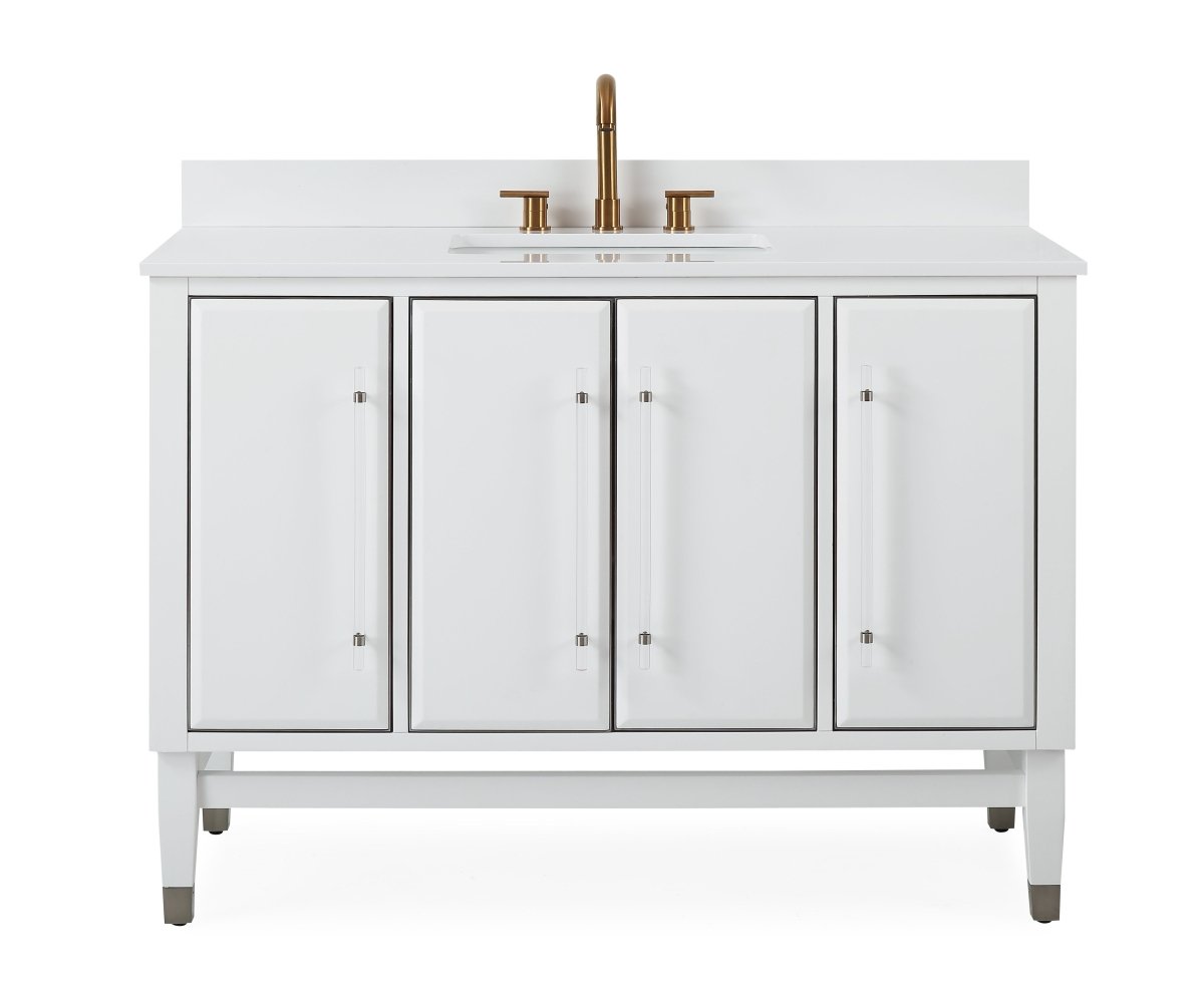 48" Tennant Brand Bertone White Modern Bathroom Sink Vanity Q164WT-48QT - Bentoncollections
