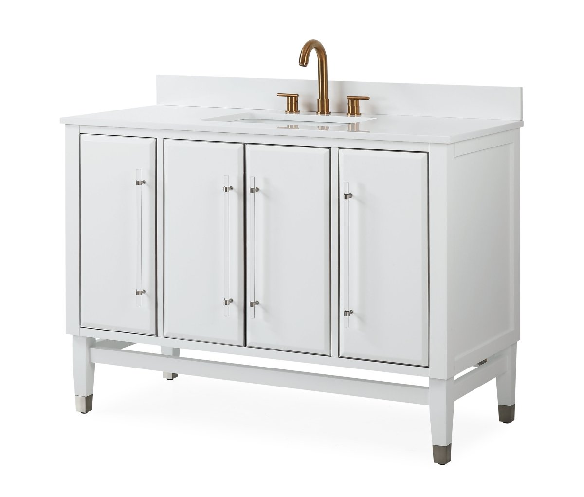 48" Tennant Brand Bertone White Modern Bathroom Sink Vanity Q164WT-48QT - Bentoncollections