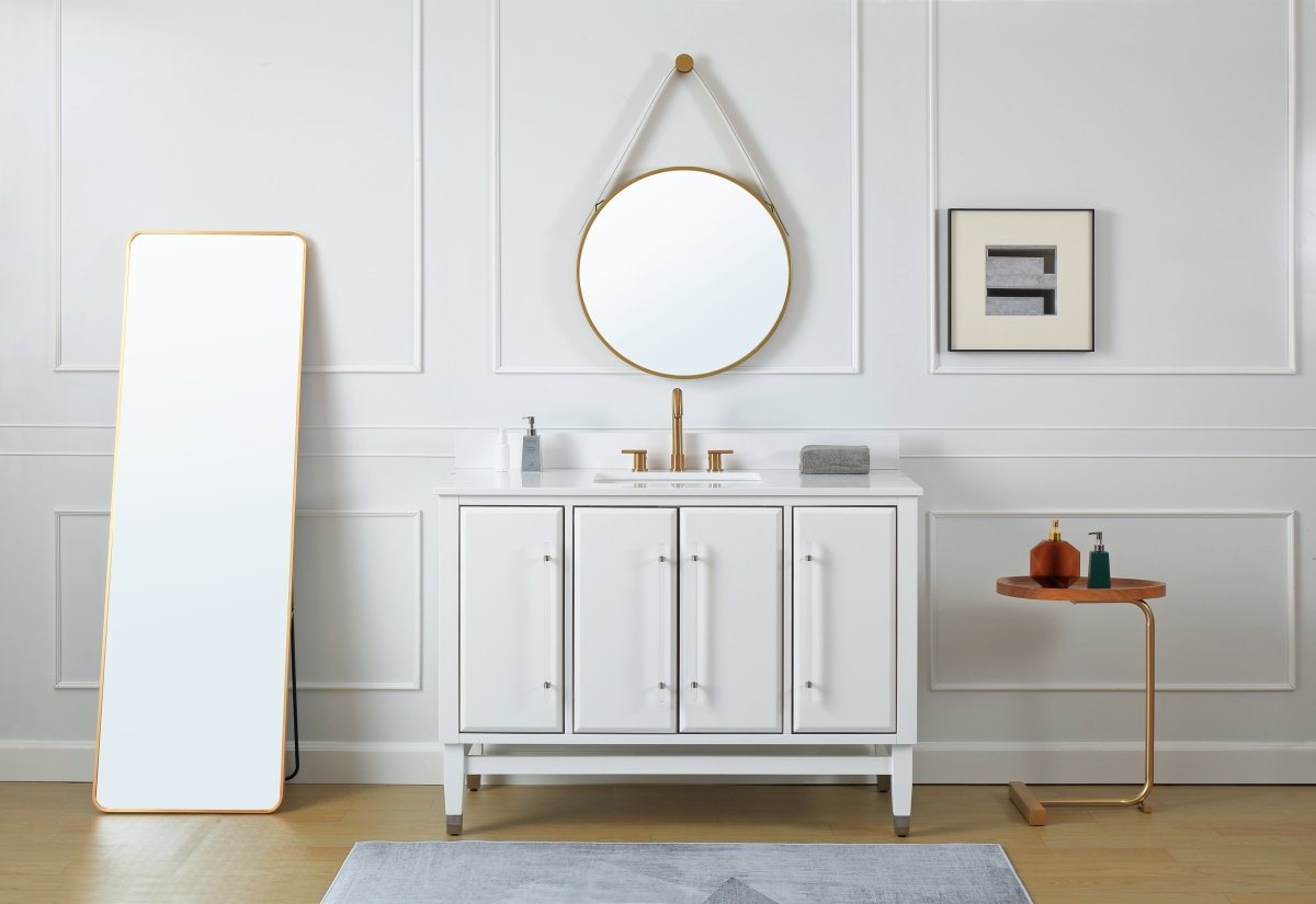 48" Tennant Brand Bertone White Modern Bathroom Sink Vanity Q164WT-48QT - Bentoncollections