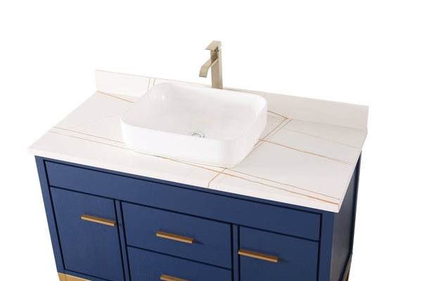 48" Tennant Brand Modern Style Beatrice Vessel Sink Bathroom Vanity - TB-9948VB-48QT-LP - Bentoncollections