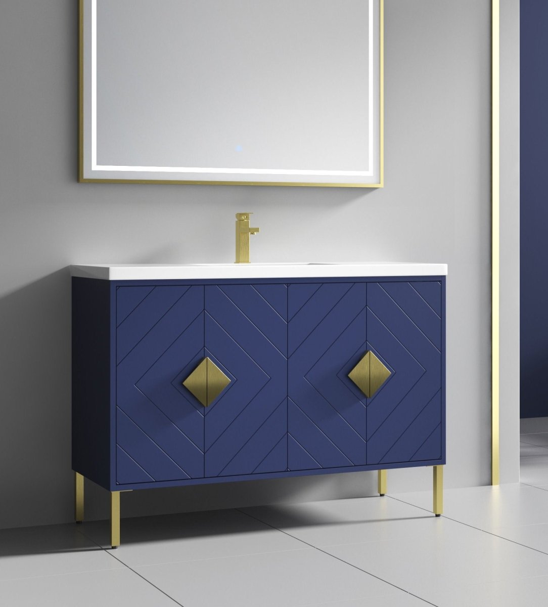 48" Tennant Brand Modern Style Navy Blue Eileen Bathroom Sink Vanity - AC-66NB48 - Bentoncollections
