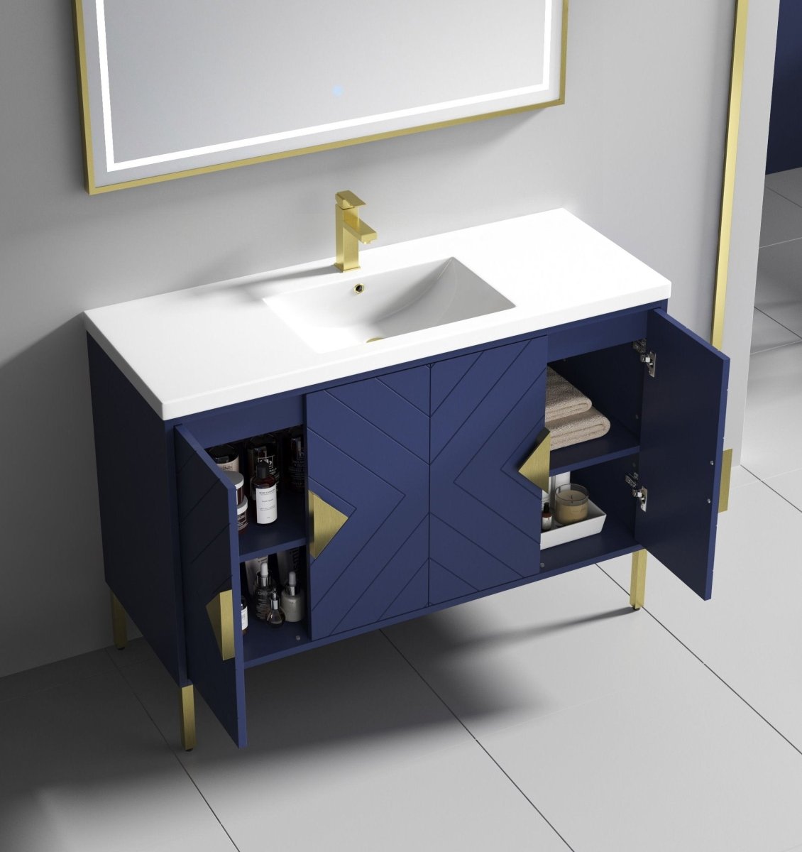 48" Tennant Brand Modern Style Navy Blue Eileen Bathroom Sink Vanity - AC-66NB48 - Bentoncollections